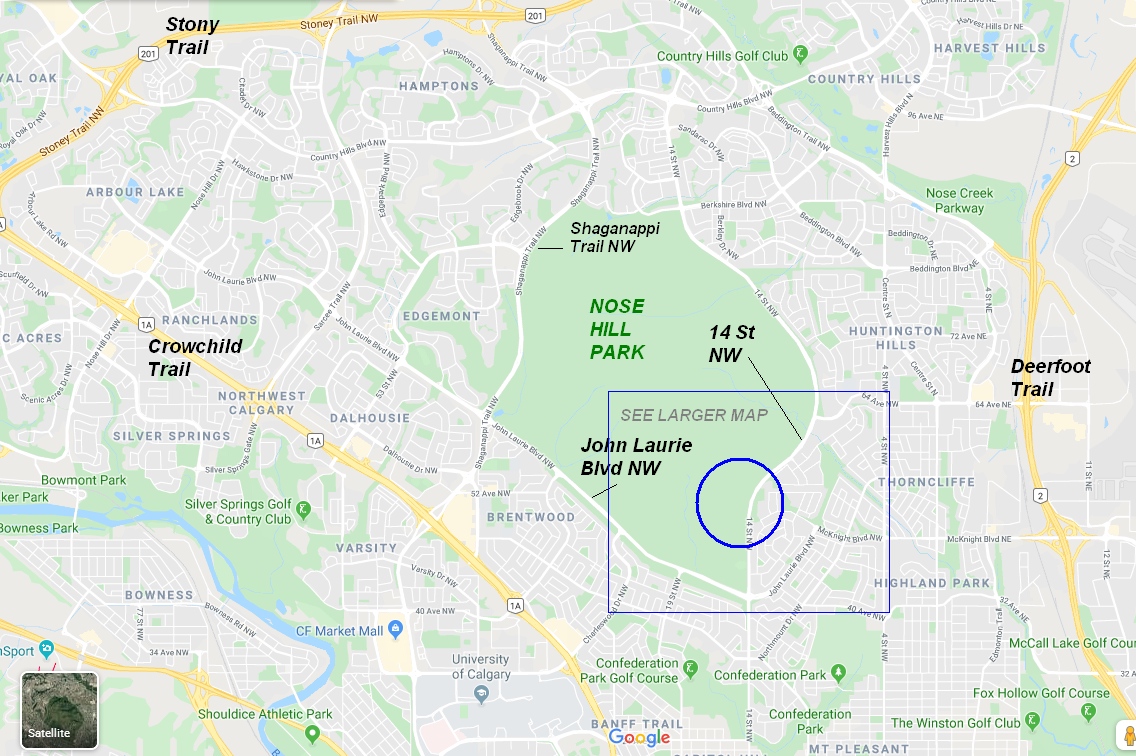 Map to Nose Hill Park