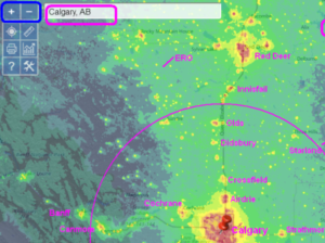 Calgary Light Pollution Map