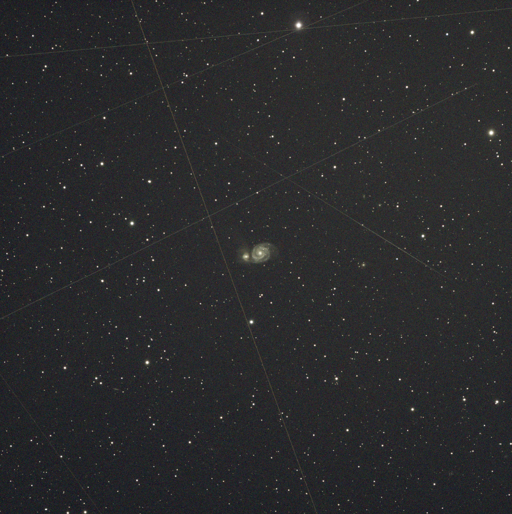 Light Pollution - Satellite tracks near M51 - Perry Bank