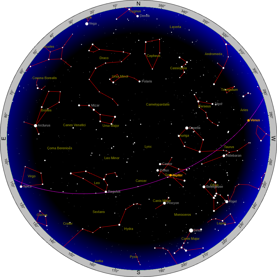 Fish Creek Sky Chart 9pm